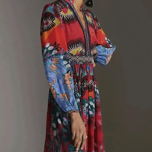 NWT ￼$228 Anthropologie x Bhanuni by Jyoti Patterned Maxi Dress MSRP $228 Sz 6 - Picture 1 of 4